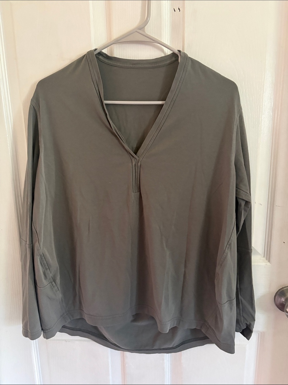 lululemon athletica Olive Green V-Neck Long Sleeve Top